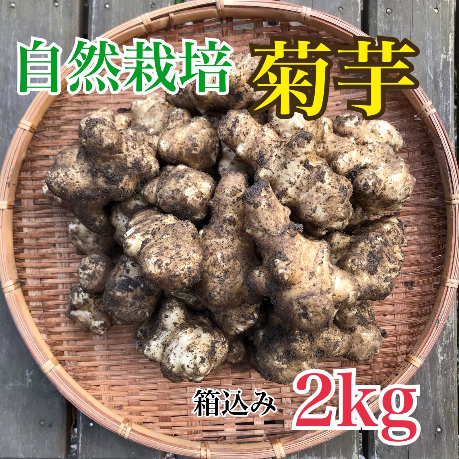 自然栽培 菊芋 約2kg 箱込み 土付き 無肥料 農薬 栽培期間中不使用 メルカリshops