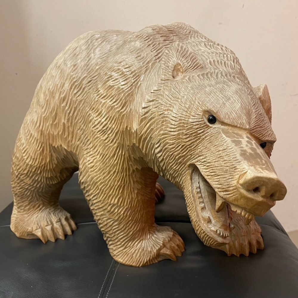 希少品 ☆ 木彫熊 1981 [ 引間二郎 ( 木歩 作 )] 八雲 木彫り 熊 