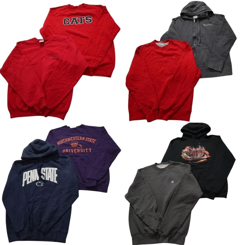 古着卸 まとめ売り チャンピオン Champion スウェット 8枚セット メンズ M アーチロゴ カレッジ風 フルジップ 古着 NC3905