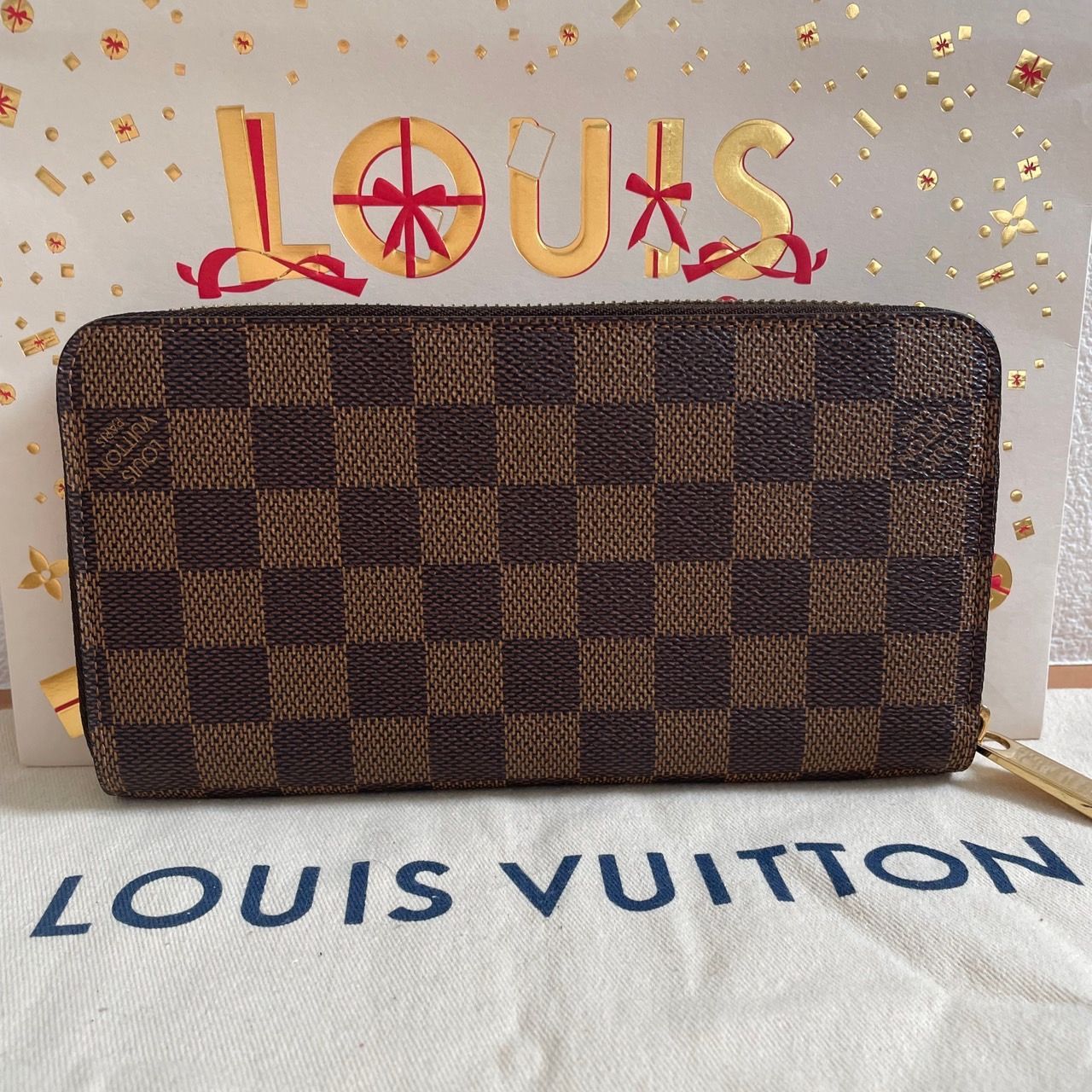 極上美品】ルイヴィトン ダミエ エベヌ ジッピーウォレット 長財布  