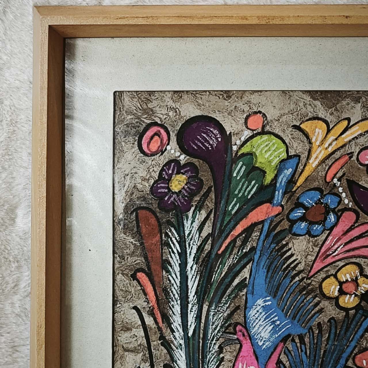 アマテ紙のフォークアート|木額装|壁飾り