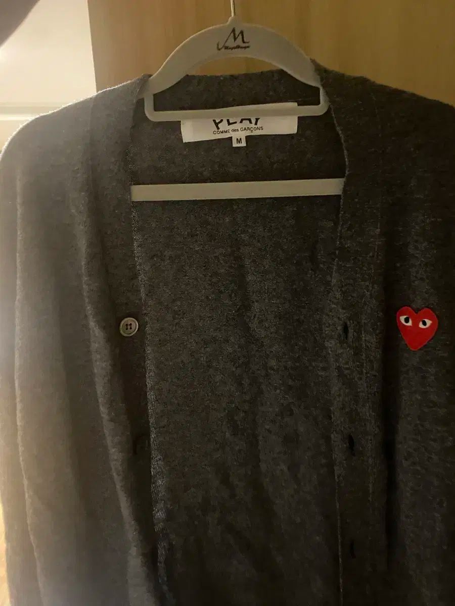 COMME des GARCONS コム デ ギャルソン Vネック カーディガン m チャコールグレー
