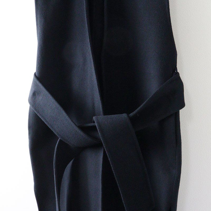  定価14 8万 ドゥロワー Drawer ウールケヌキロングジレ 36 ブラック ベスト アウター ベルト スリーブレスコート 登山便利グッズ キャンプ必需品 登山用品 アウトドア