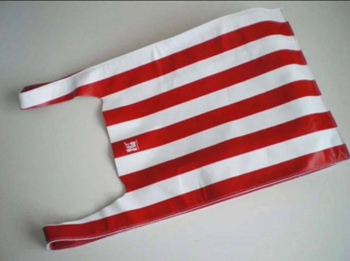 革でできたショッパーバッグ ストライプ