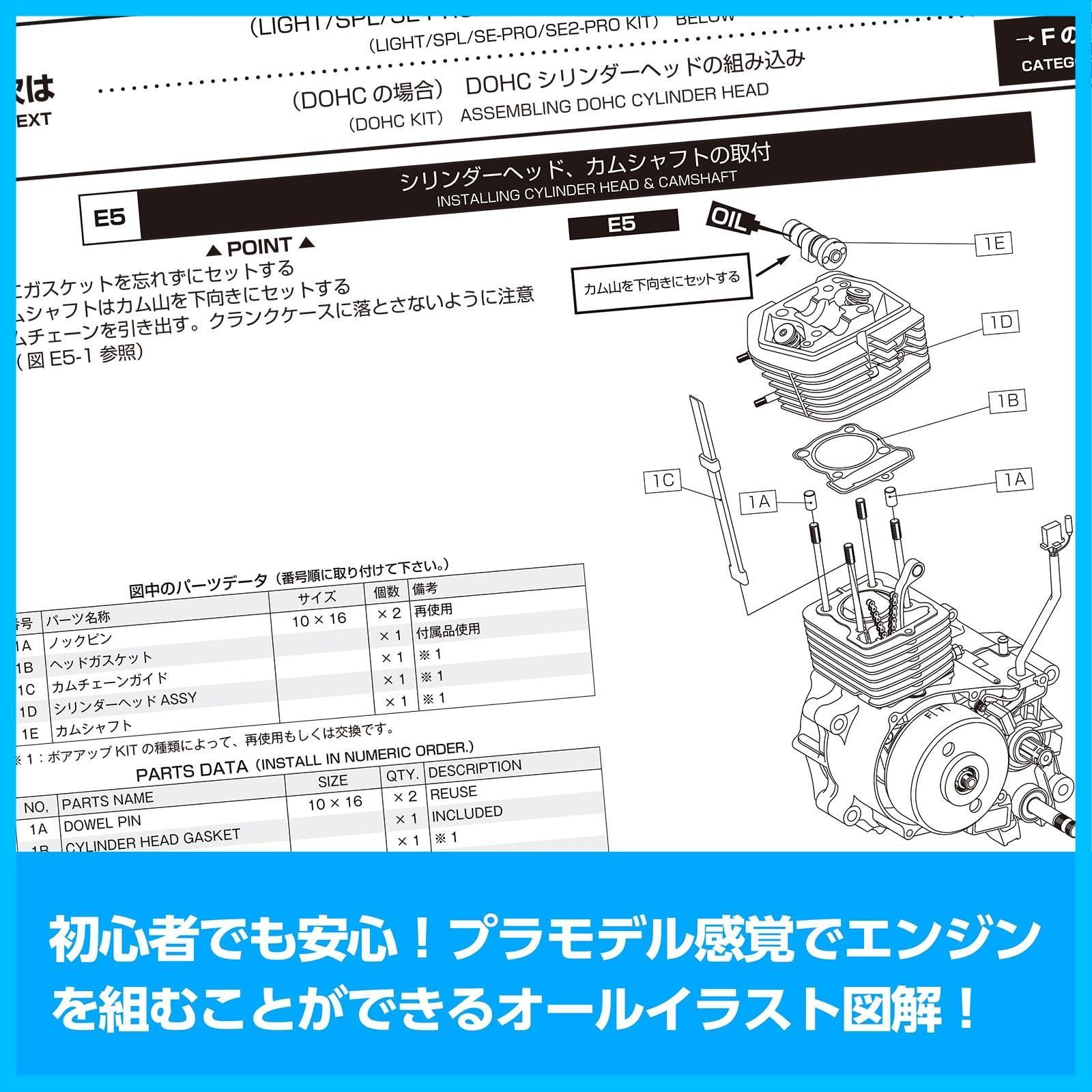 【人気商品】エイプ系縦型エンジン 腰上編 00-0901001 虎の巻 ボアアップキットの組み付け方 キタコKITACO