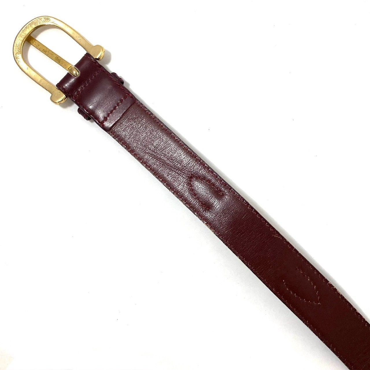 CH【CELINE】馬車 ベルト 60 レザー ボルドー ゴールド/金金具