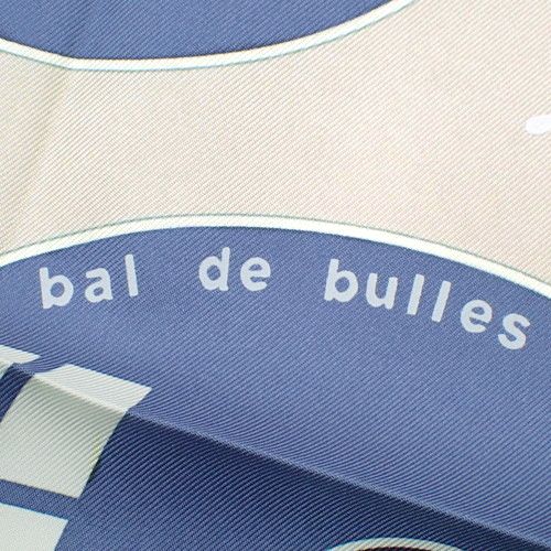 未使用 HERMES カレ90 bal de bulles エルメス カレ 90 BAL DE BULLES ネイビー/ライトブルー シルク