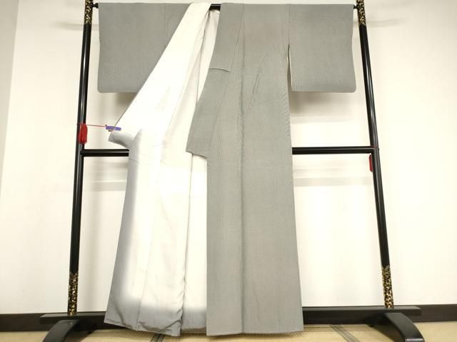 平和屋着物●江戸小紋　寺山存男　万筋　白×黒　正絹　逸品　AAAW5311br 平和屋着物○江戸小紋 寺山存男 万筋 白×黒 正絹 逸品 AAAW5311br