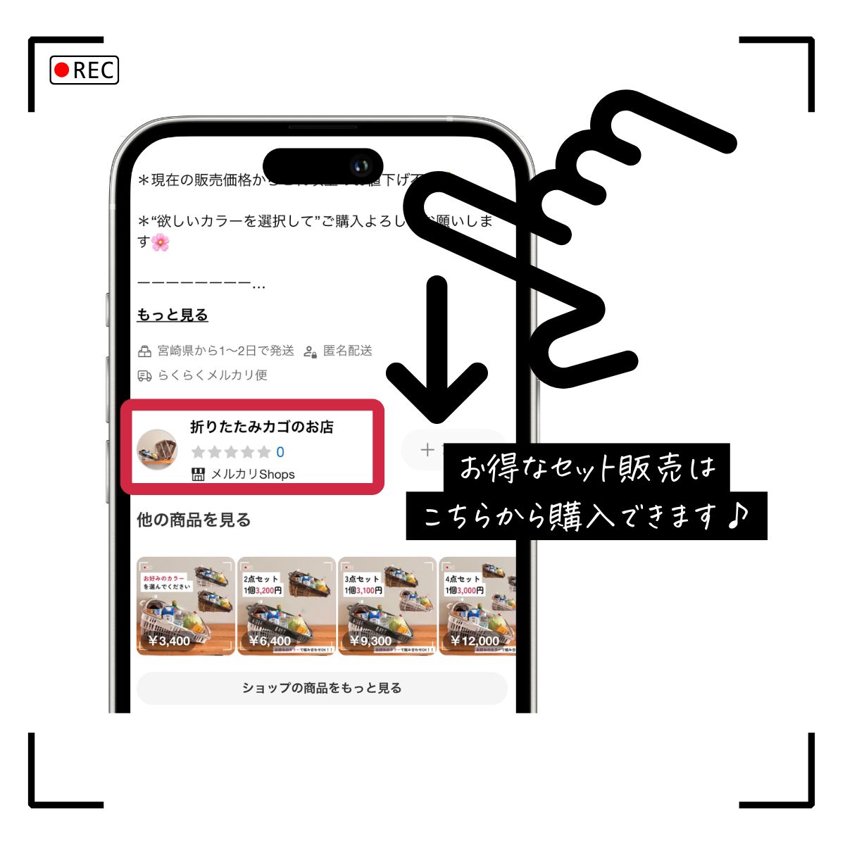 5点セット 折りたたみ買い物かご