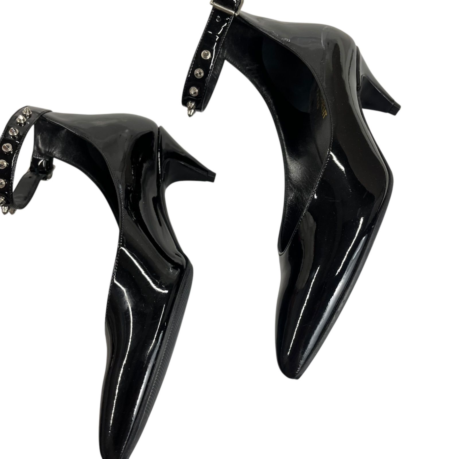 ○未使用 サンローラン SAINT LAURENT スタッズ エナメル ストラップ 
