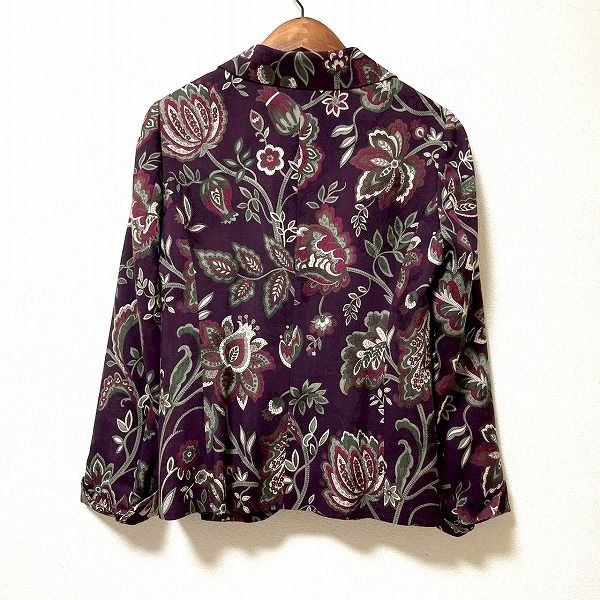 anc レリアン Leilian ジャケット 9 ボルドー シルク混 植物柄 レディース 945828