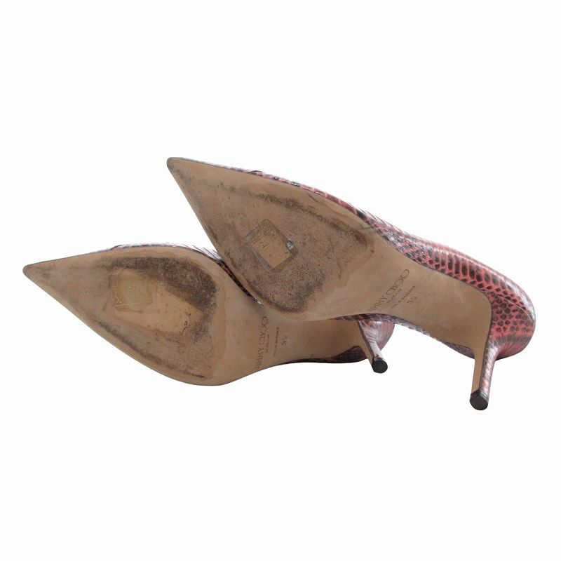 Jimmy Choo ジミーチュウPythonピンクヒール　サイズ38.5 ジミーチュウ JIMMY CHOO パンプス ポインテッドトゥ パイソン