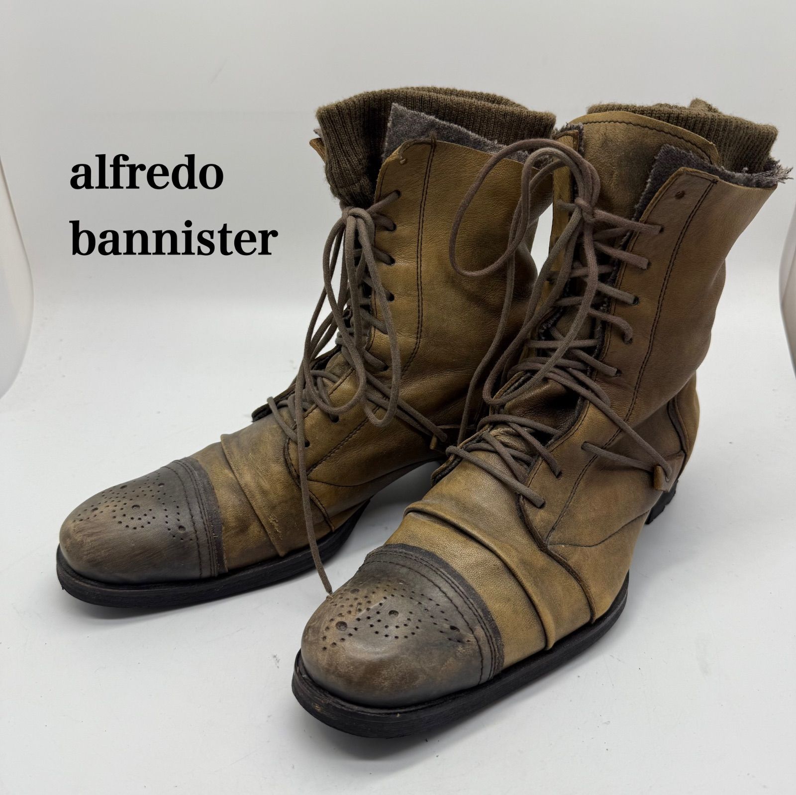 ALFREDO BANNISTER 00s y2k grunge layer leater laceup boots 39 アルフレッドバニスター 3層 レイヤード レースアップブーツ レザー 平成 グランジ 名作