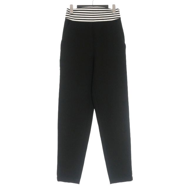 ボーダーズアットバルコニー BORDERS at BALCONY TAPERED PANTS テーパードパンツ スラックス 38 ブラック|ホワイト 黒|白 BD2021-3G-07