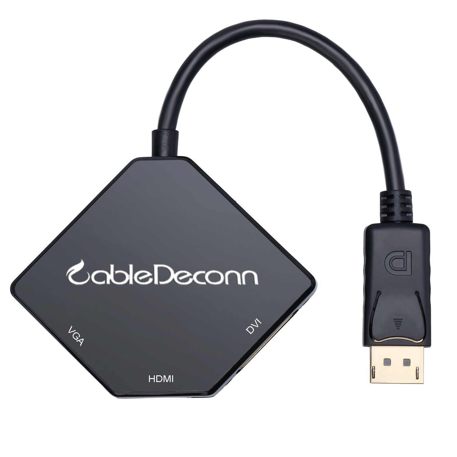 CableDeconn DisplayPort HDMI VGA DVI 変換 アダプター 最大解像度1920X1080P対応 DP HDMI VGA DVI 変換ケーブル 3in1 多機能 変換ハブ 多ポート 交換コネクタ