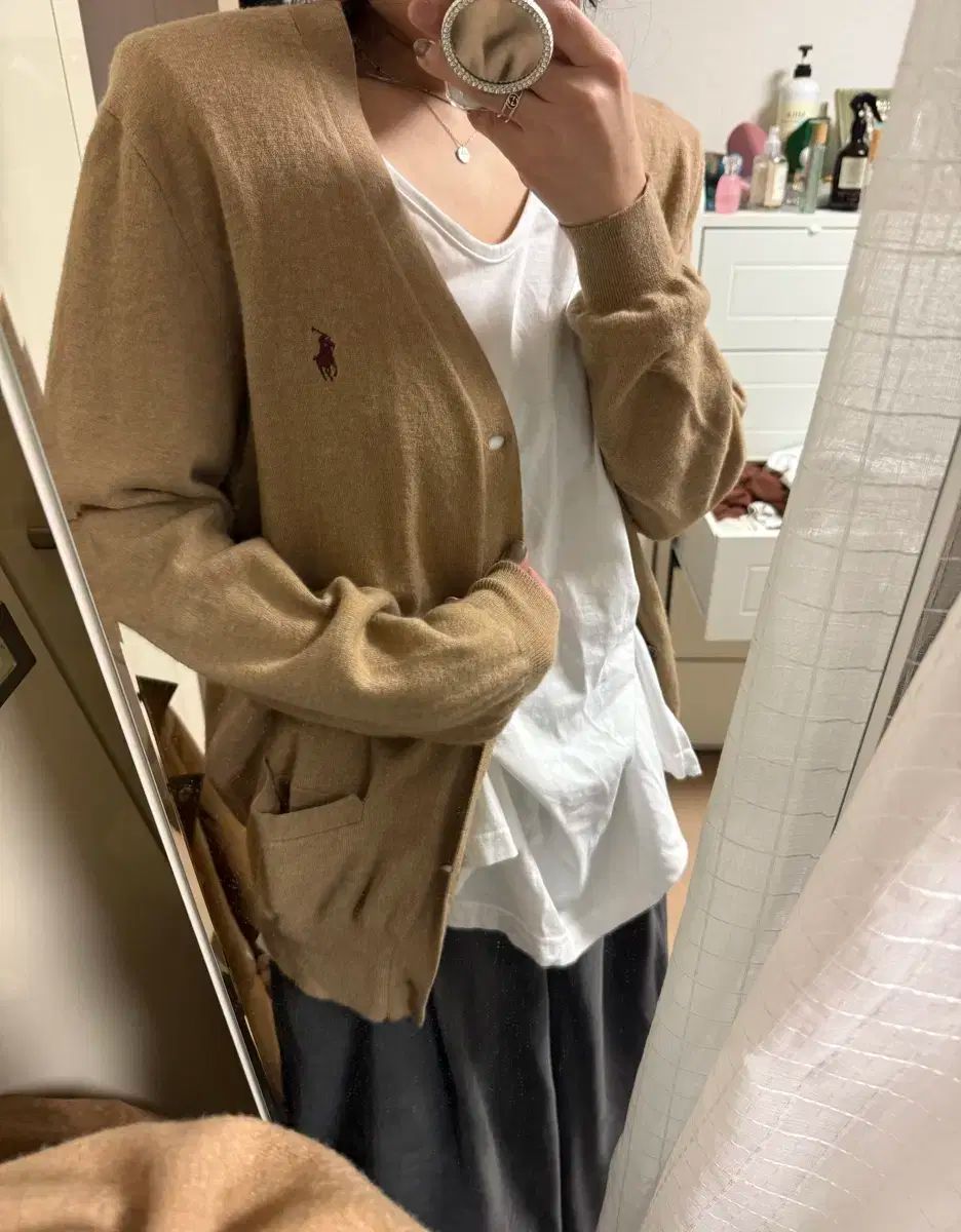 ポロラルフローレン ベージュ カーディガン L