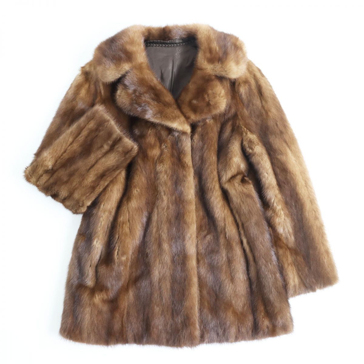 美品●MINK ミンク 本毛皮ショートコート ジャケット ブラウン 毛質艶やか・柔らか◎