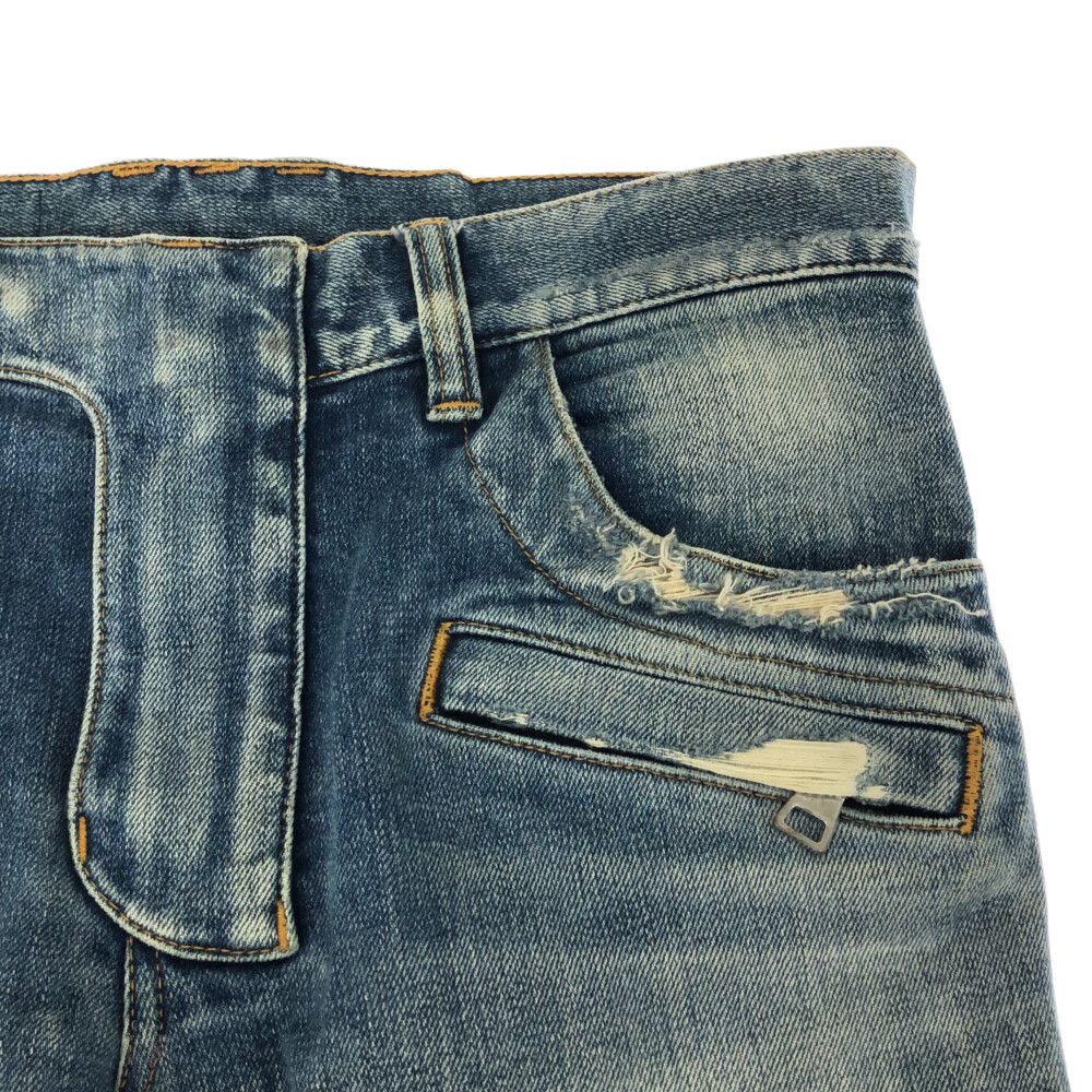 BALMAIN (バルマン) クラッシュ バイカーデニムパンツ インディゴ