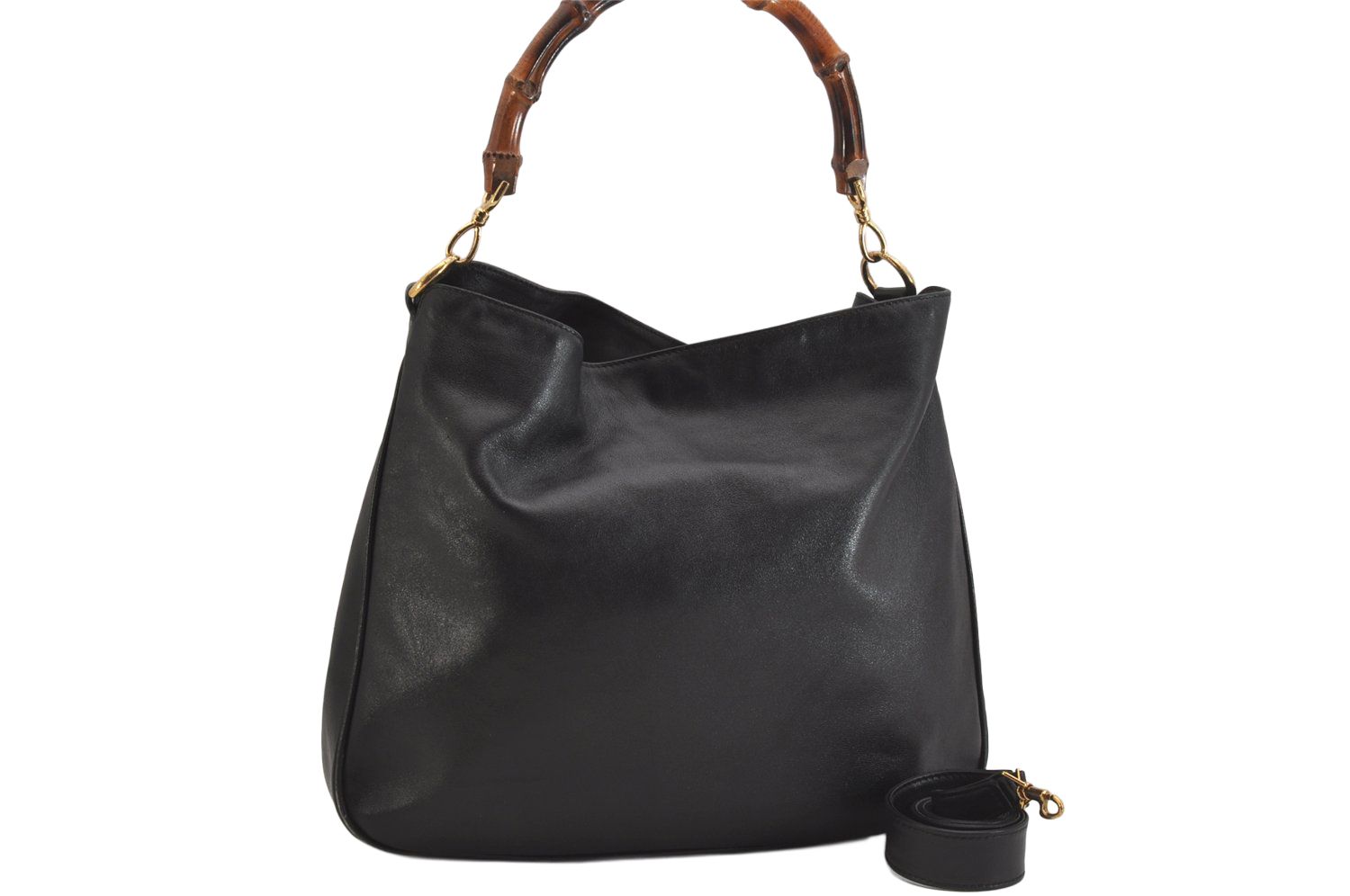 【良品】グッチ バンブー ショルダーバッグ ボンサック ナイロン×レザー GUCCI グッチ バンブー ヴィンテージ 2Way ショルダー