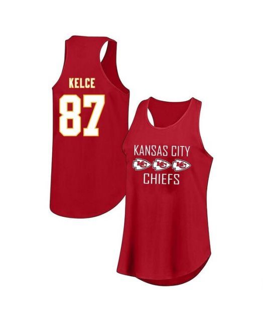 送料無料 ファナティクス レディース タンクトップ トップス Women sTravis Kelce Red Kansas City Chiefs Plus Size Name Number Tank Top Red