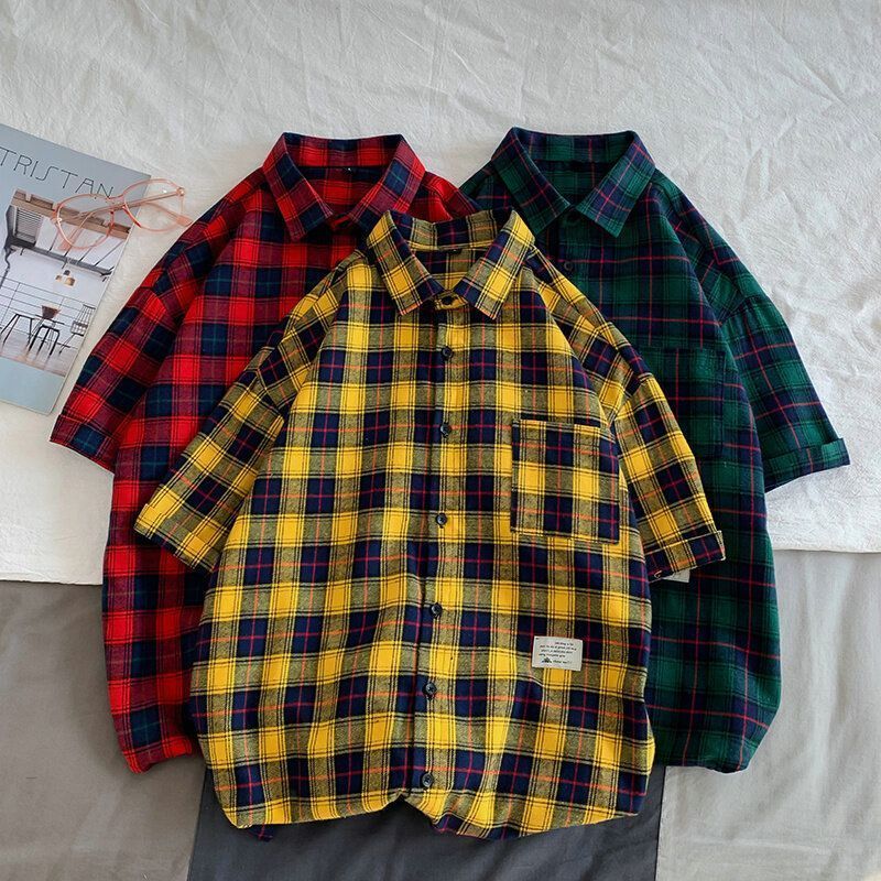 即購入OK チェックシャツ メンズ トップス 半袖シャツ 開襟