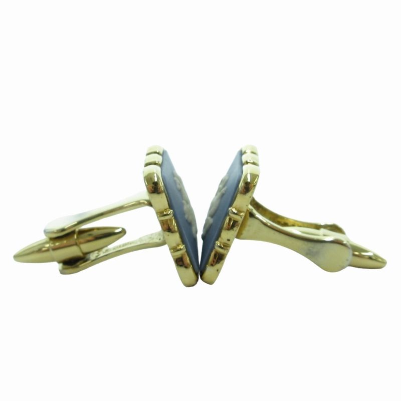 送料無料！ ウェッジウッド WEDGWOOD by Stratton カフス ピンセット ロゴ ゴールド金具 金色 青 ブルー FF 0822 GY18