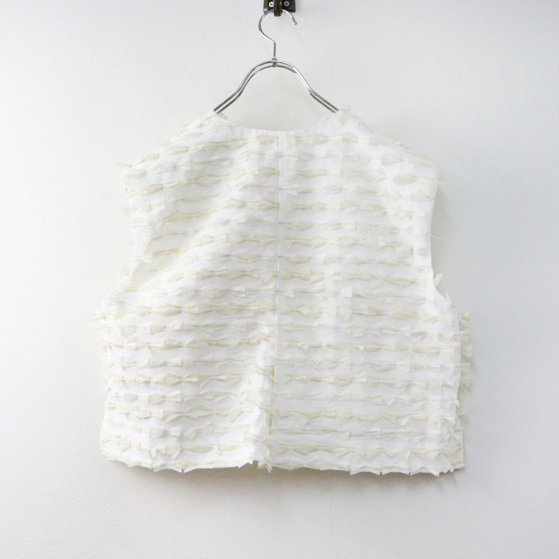 2025 定価3.6万 yori shirocon ヨリ シロコン ミニリボンショートジレ 36|ホワイト ベスト ショート丈 2400014521115