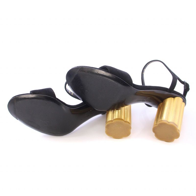 サルヴァトーレフェラガモ スエード アンクルストラップ サンダル 黒色 サルヴァトーレフェラガモ Salvatore Ferragamo ストラップ