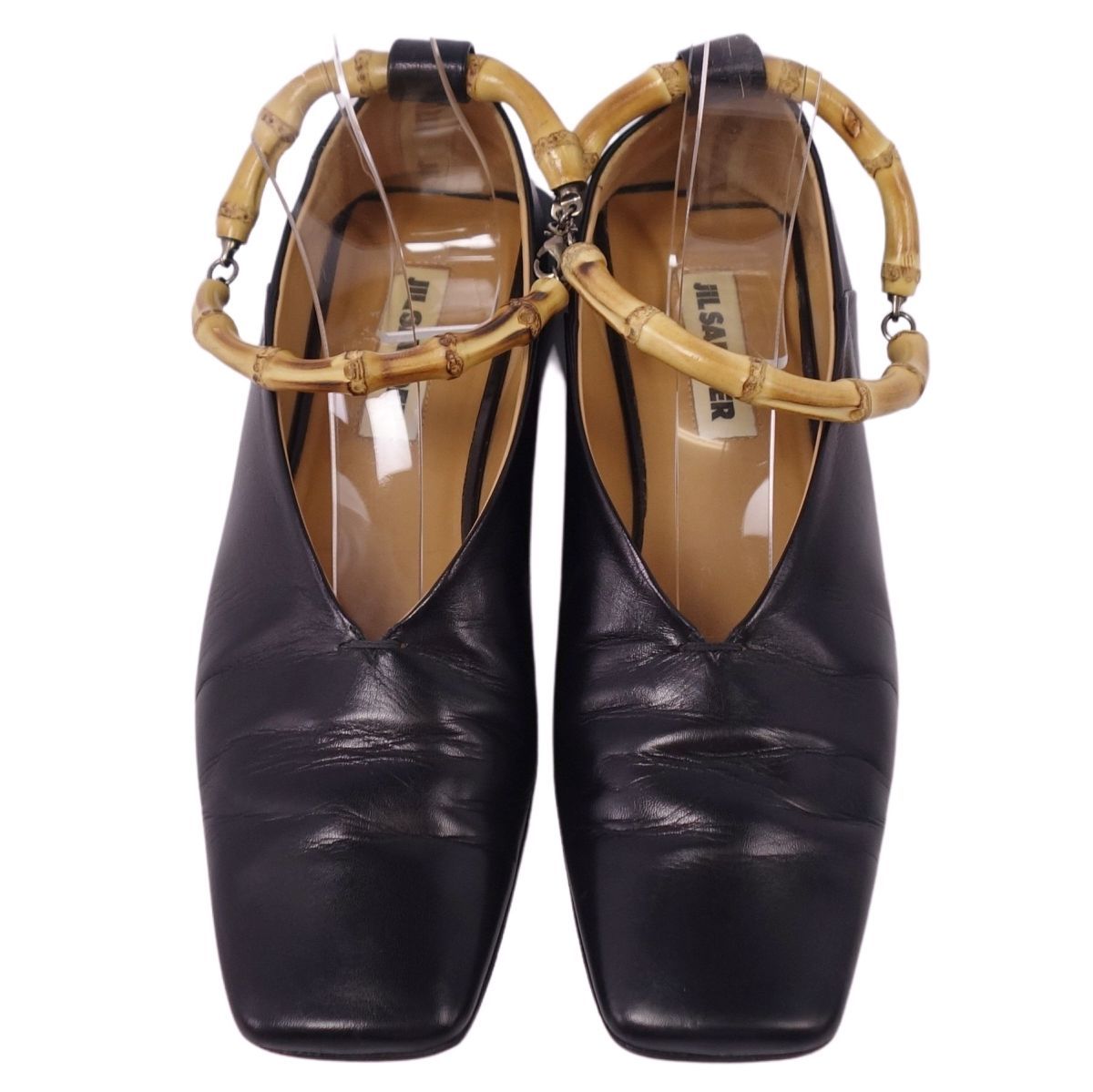 JIL SANDER アンクルストラップパンプス ブラック 25cm JIL SANDER - 美品 ジルサンダー JIL SANDER パンプス バンブー