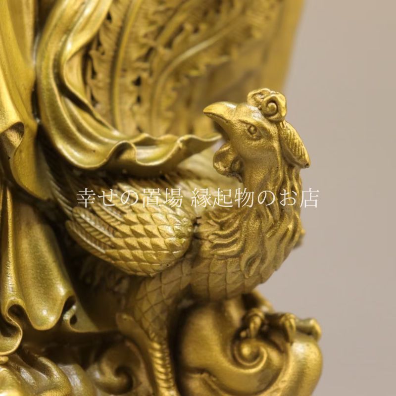 九天玄女 女神 神様 置物 坐像 黄銅製 彫刻 風水 縁起物 道教 玄関飾り