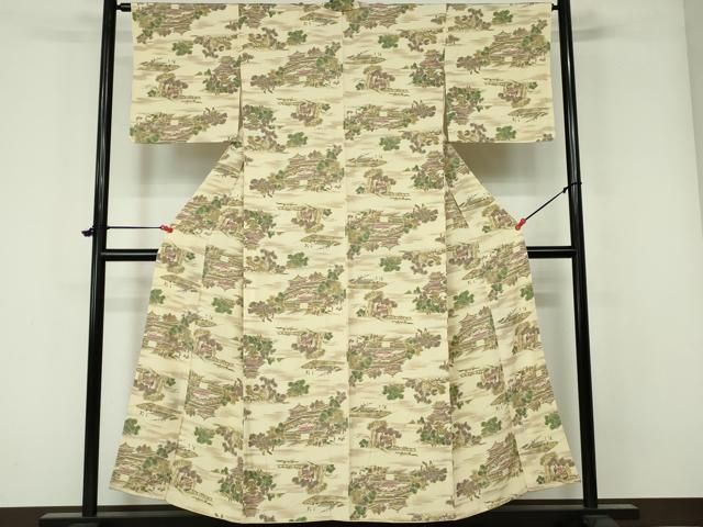 平和屋着物○上質な色無地 笹地紋 柳鼠色 正絹 逸品 AAAY7938ph