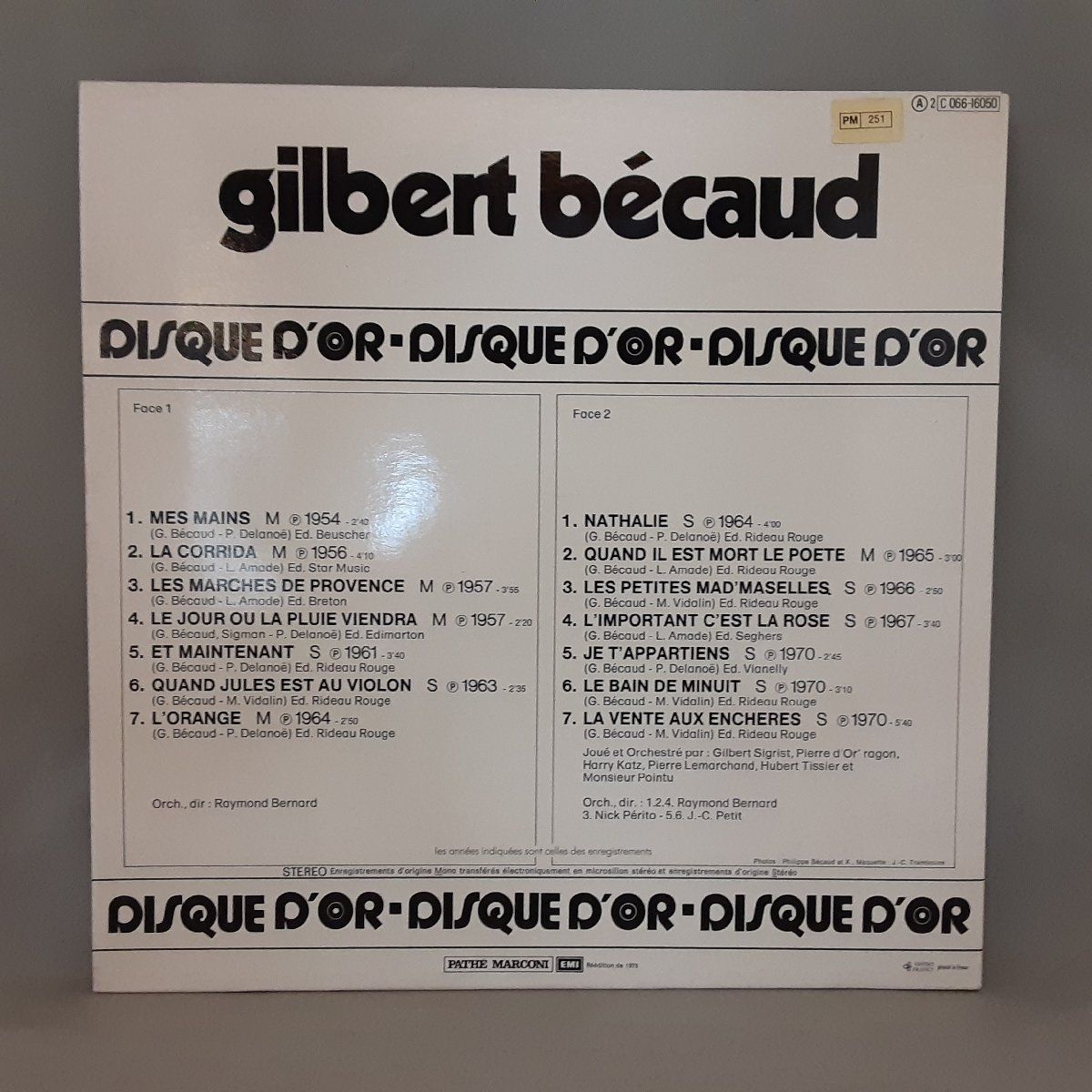 ☆仏盤 ◇ LE DISQUE D'OR DE GILBERT BECAUD ジルベール
