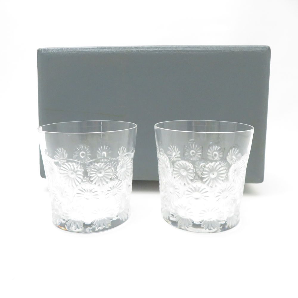 LALIQUE ラリック ナプスベリー ロックグラス 2点 オールドファッションド デイジー 花柄 SC8709Q1