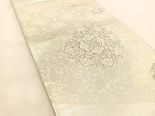 平和屋着物◎六通柄袋帯 唐織 正倉院更紗花文 銀糸 正絹 逸品