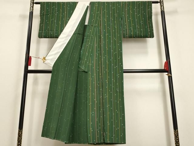 平和屋着物▽上質な小紋　単衣　舞桜縞文　正絹　逸品　AAAU1146iu 平和屋着物▽上質な小紋 単衣 舞桜縞文 正絹 逸品 AAAU1146iu