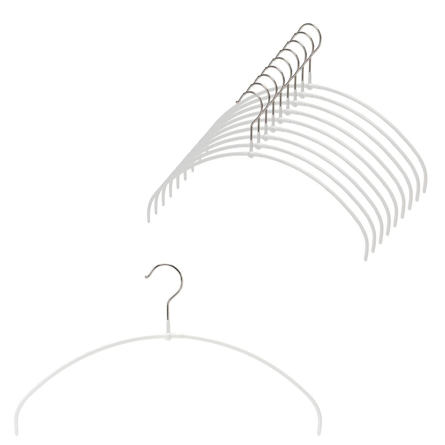 【在庫セール】ハンガー 厚さ0.4cmの軽量スリムタイプ ドイツのすべらない エコノミックライト 40PT マワ 10本組 ホワイト