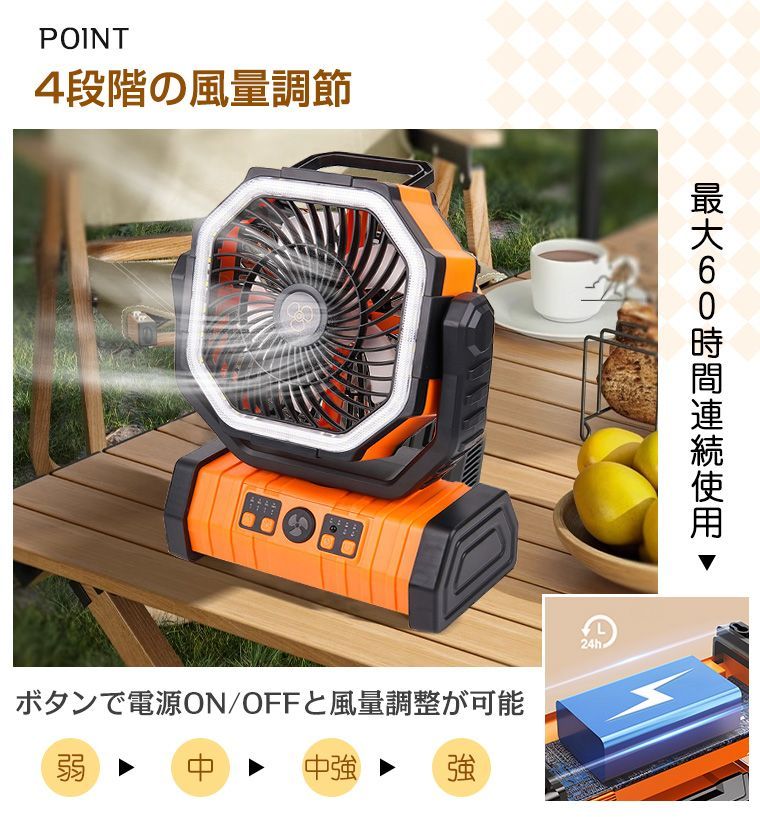✨新品未使用✨扇風機 キャンプ扇風機✨LEDライト付き✨吊り下げ 卓上 防災 ✨新品未使用✨扇風機 キャンプ扇風機✨LEDライト付き✨吊り下げ 卓上