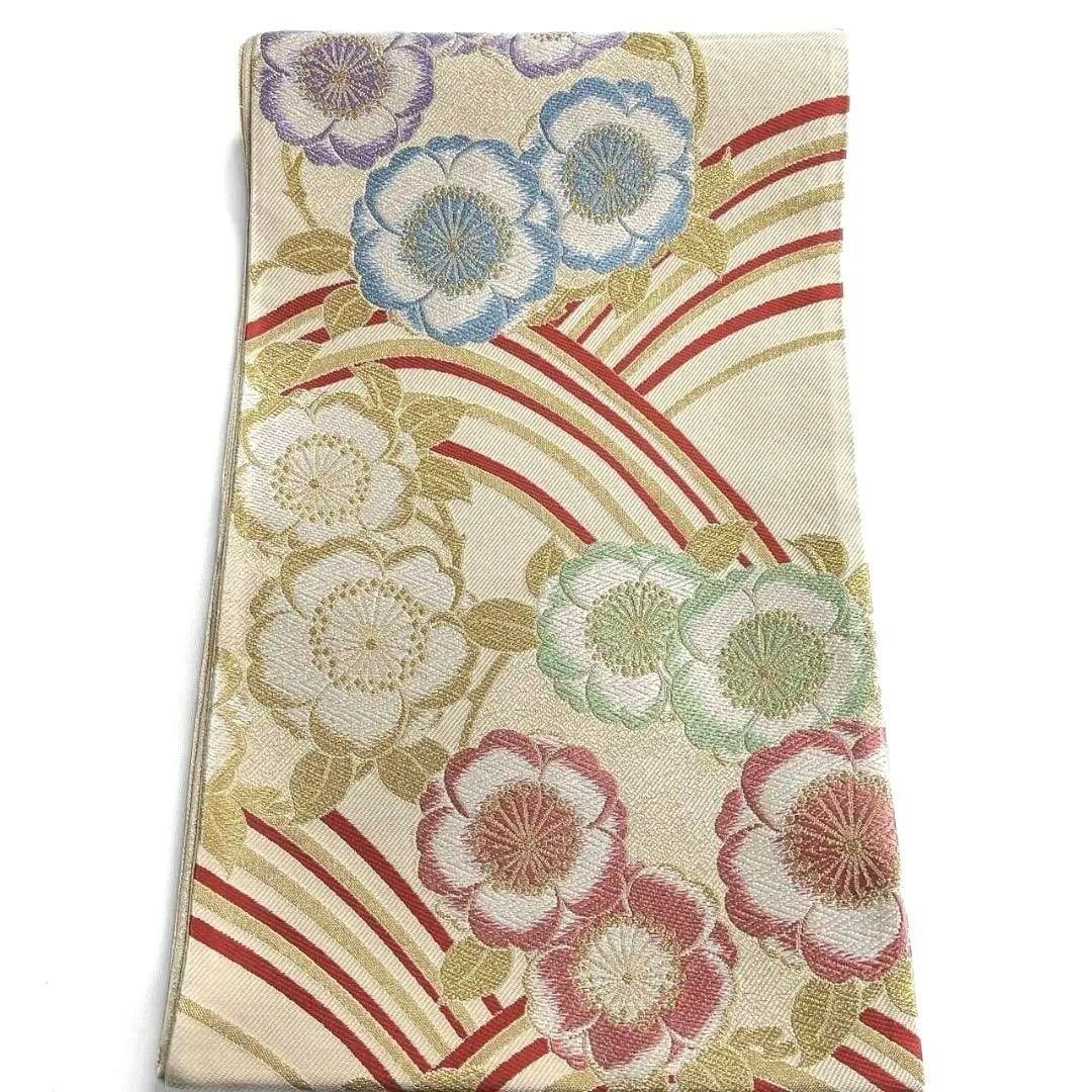 小花　唐花模様　錦糸　袋帯　着物　105a p 小花唐花模様錦糸袋帯着物105a p