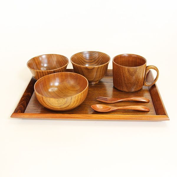 こども食器セット 木製 7点セット 漆塗り キッズ 子供食器セット お盆 汁椀 飯椀 お椀 スプーン フォーク カップ ベビー 子ども用 誕生日 ギフト 出産祝い 離乳食食器 お食い初めセット プレゼント 男の子 女の子