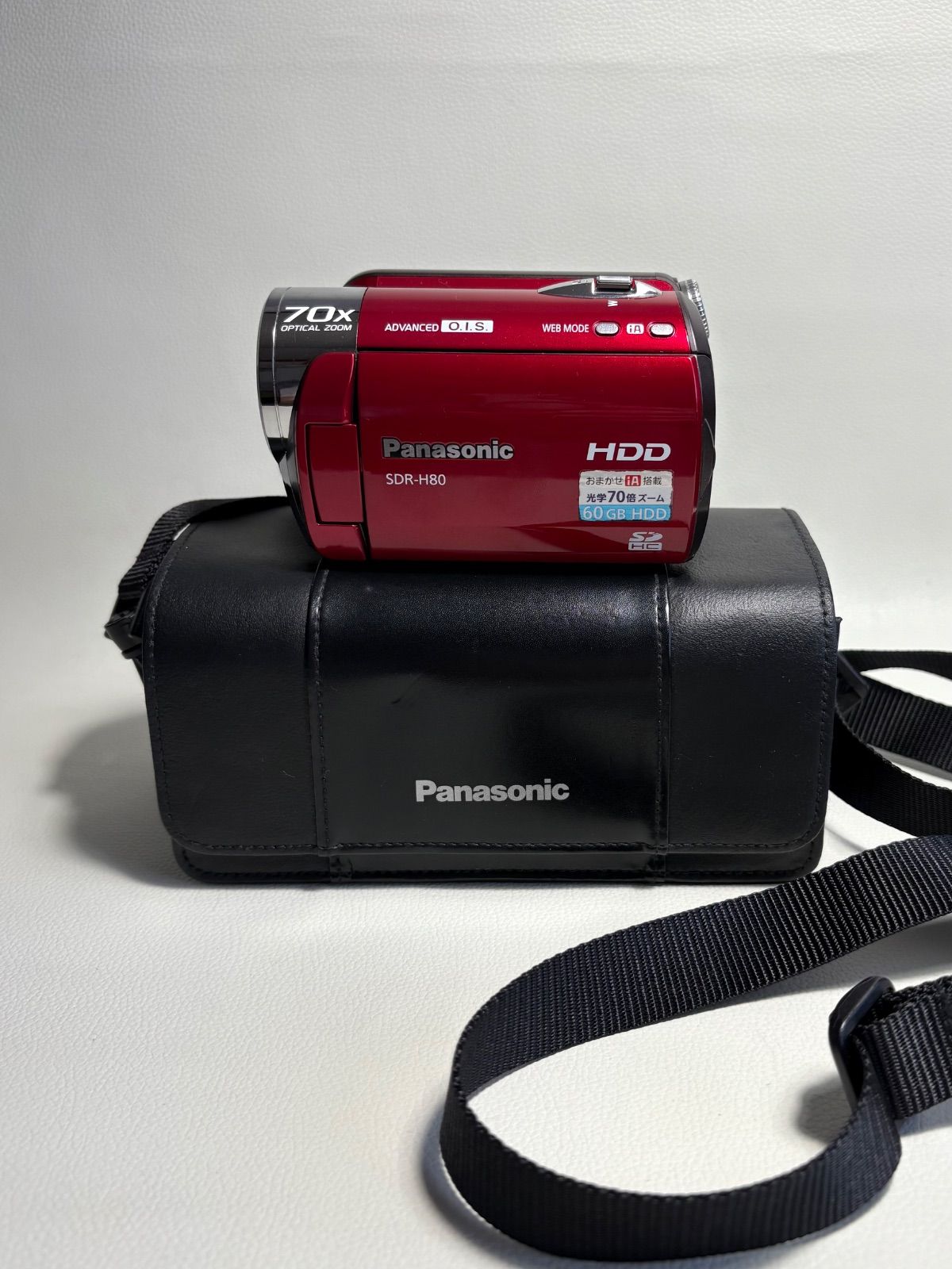 パナソニック Panasonic SD/HDDビデオカメラ レッド SDR-H80-R【美品