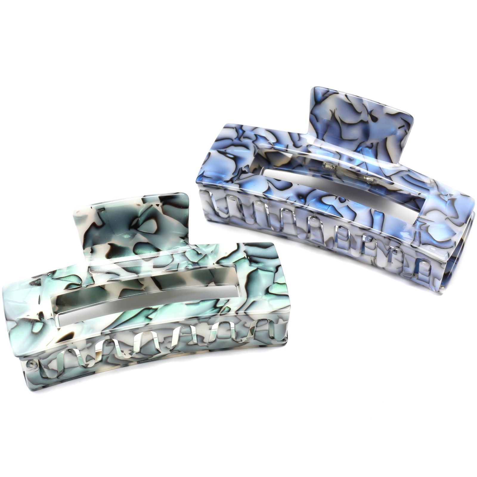 おしゃれ ヘア 大人 ヘアクリップ 韓国 バンスクリップ しっかり クリップ 1本 12 7 cm 6 cmBlue 髪留め ブルー 大きめ Grey 特大 QinGoo