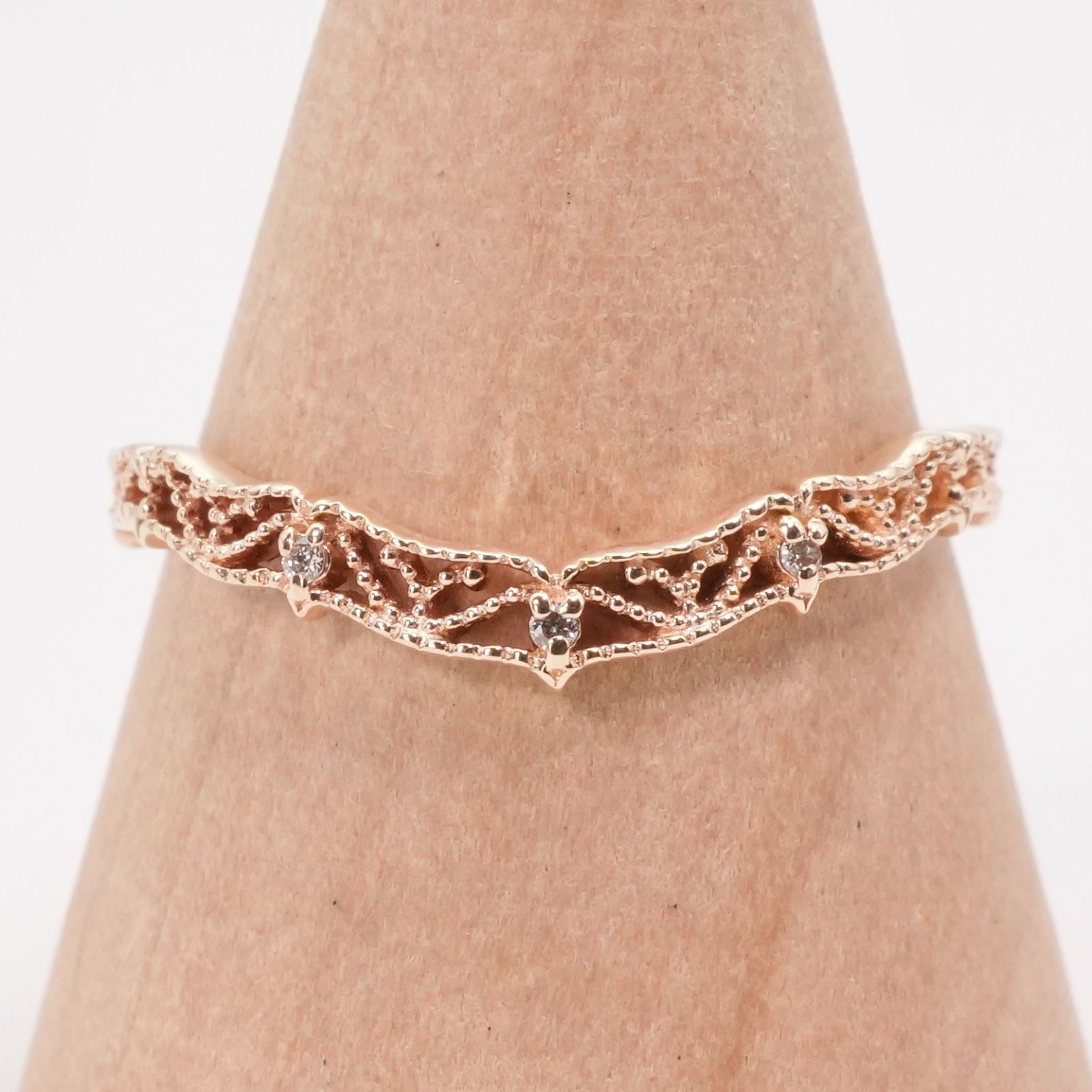 アガット Vリング agete】透かし Vライン リング✧*。 透かしデザイン