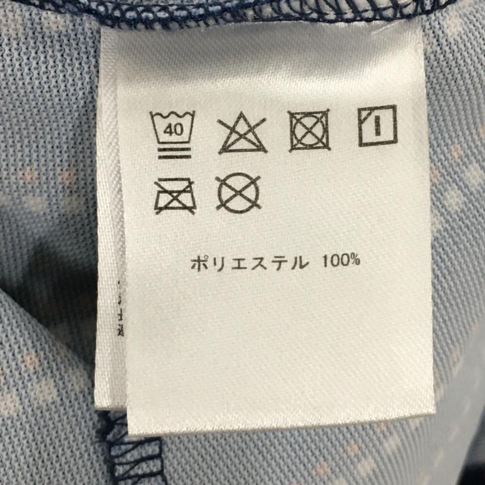 【超美品】フィラゴルフ 半袖ハイネックワンピース ネイビー×白 スクエアドット柄ストライプ 星柄 レディース M ゴルフウェア FILA GOLF