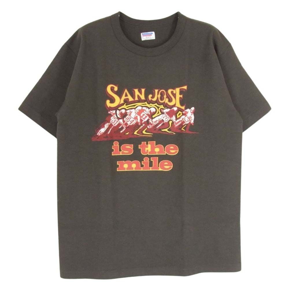 WAREHOUSE ウエアハウス ダブルワークス SAN JOSE プリント クルーネック 半袖 Tシャツ チャコール系 M【中古】