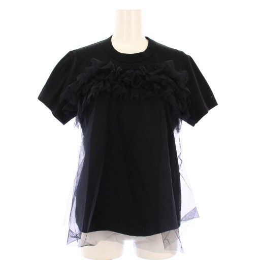 ノワールケイニノミヤ kei ninomiya AD2025 Tシャツ カットソー 半袖 レース フリル S 黒 3N-T018 TK