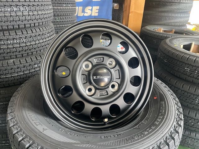 タイヤ)ダンロップスタッドレスタイヤ SV01 145R12 6PR (ホイール)ケイフィネスD12 12×3.5 PCD100/4H +42 JWL- T カラー：マットブラック 軽トラック・バン 12インチ スタッドレスタイヤホイールセット 4本 メルカリ