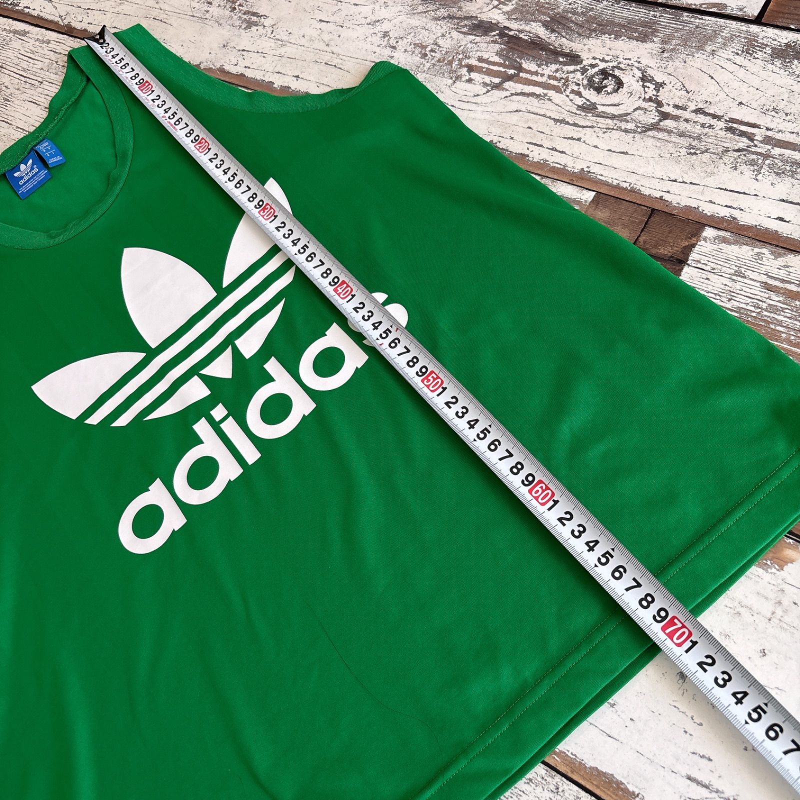 70s 80s adidas タンクトップ　グリーン　トレフォイル USA製 adidas アディダス トレフォイル ロゴ プリント タンクトップ