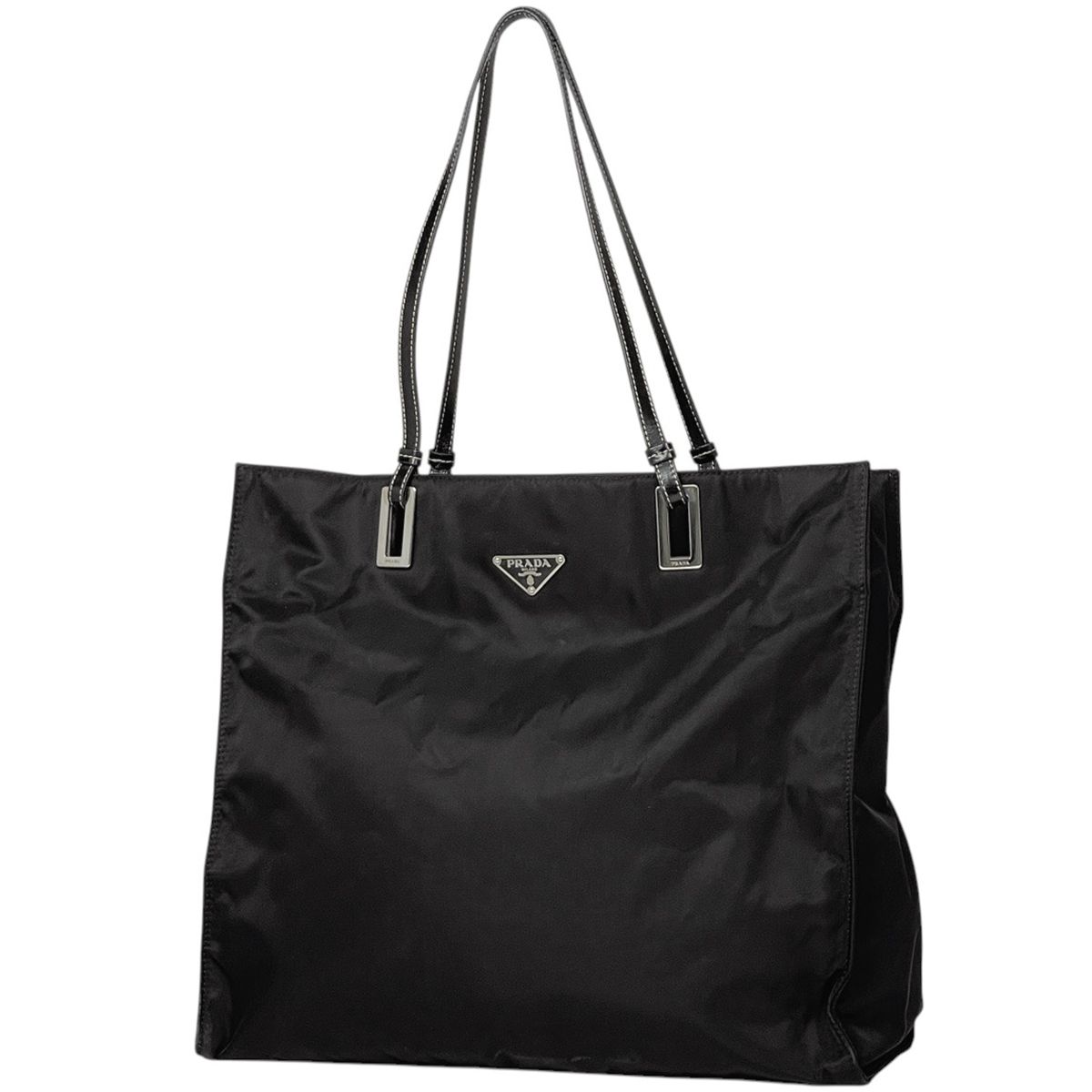 プラダ PRADA ロゴプレート トートバッグ 肩掛け ショルダーバッグ トートバッグ テスートナイロン ネロ ブラック BR1565 レディース