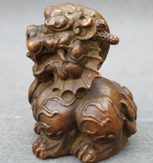 【有名人芸能人】 美術品 工芸品 装飾品 文鎮 麒麟茶寵 瑞獣 銅製 置物 メルカリ - 工芸品