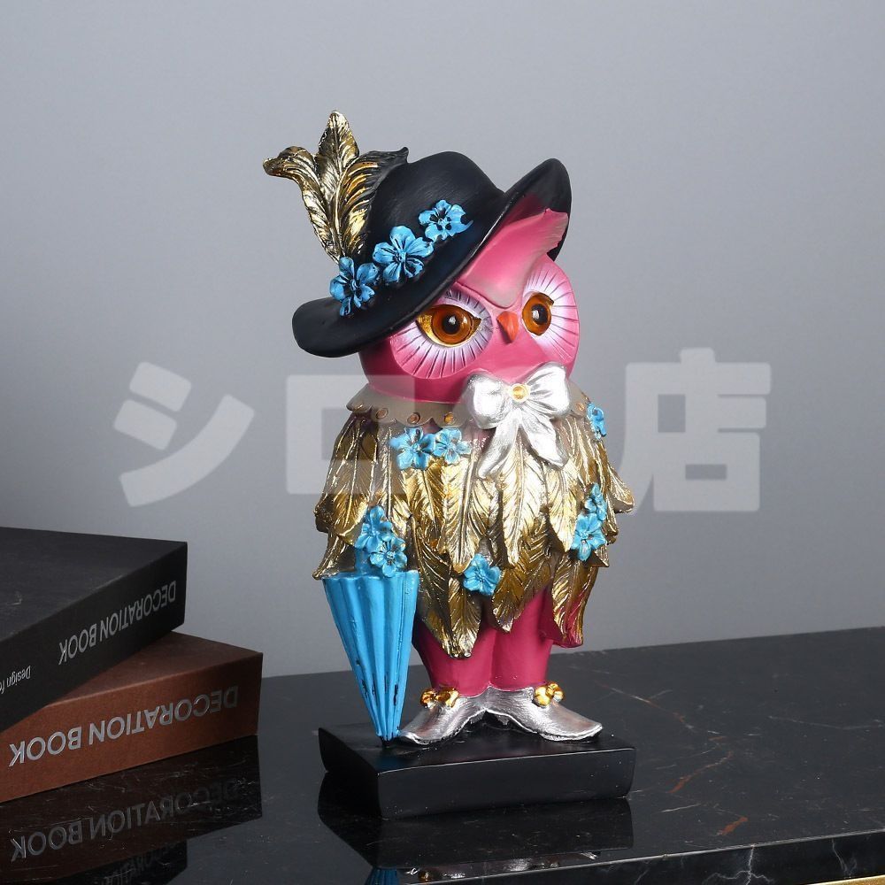 置物 オブジェ ガーデンオーナメント オシャレな格好をしたフクロウ ふくろう インテリア 玄関 リビング ダイニング 装飾 庭 ガーデニング 装飾 ガーデン 樹脂 ギフト インテリア用品 贈り物 雑貨 棚装飾 癒しグッズ
